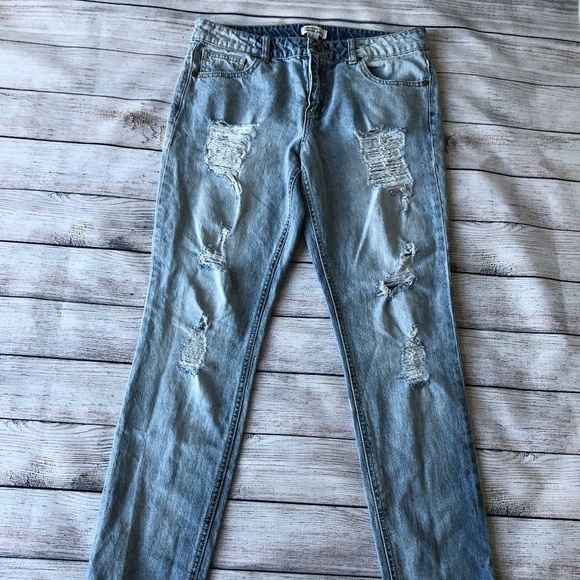 Forever 21 Light Wash Distressed Premium Jeans - Picture 1 of 6